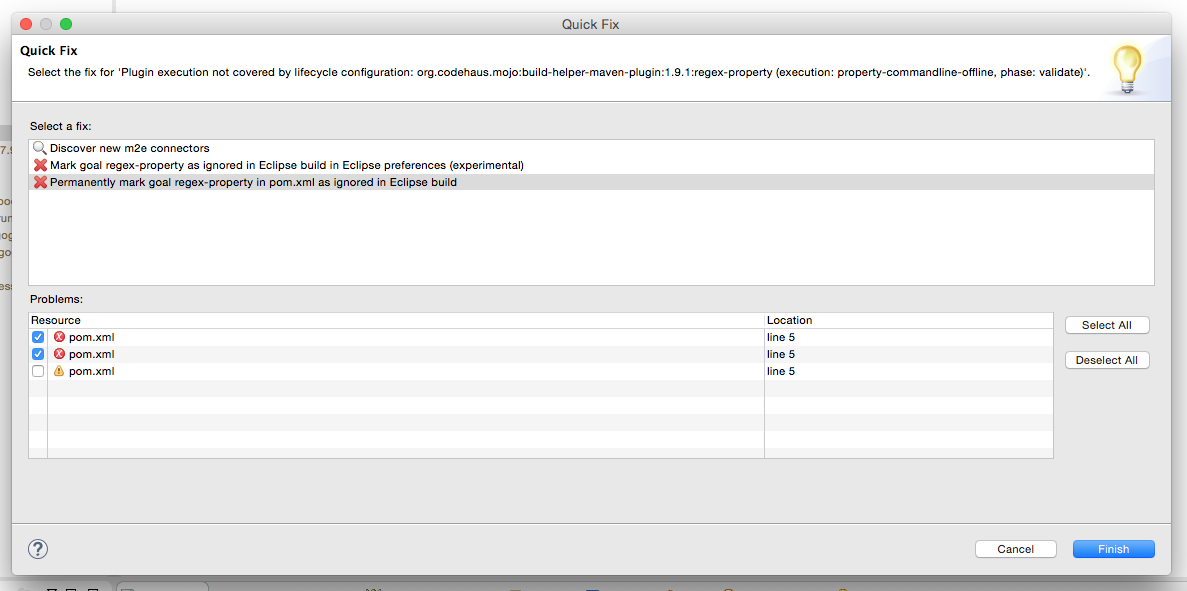 ARCHE 440 Importing project in Eclipse results in warning about